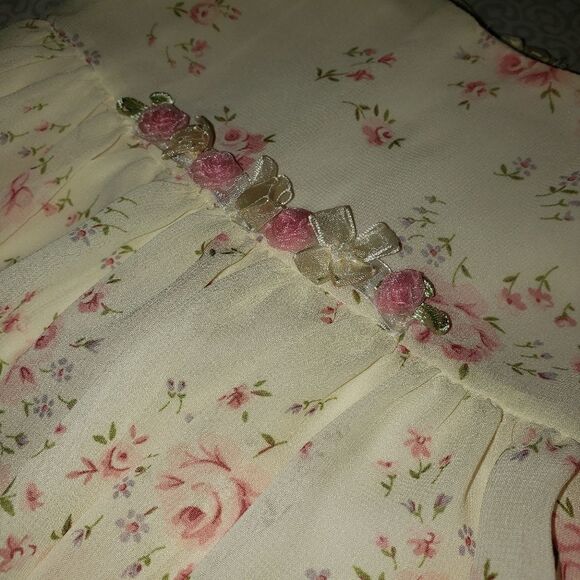 GOOD LAD YELLOW FLORAL PRINT CHIFFON EASTER DRESS SIZE 18 MONTHS - Picture 3 of 7